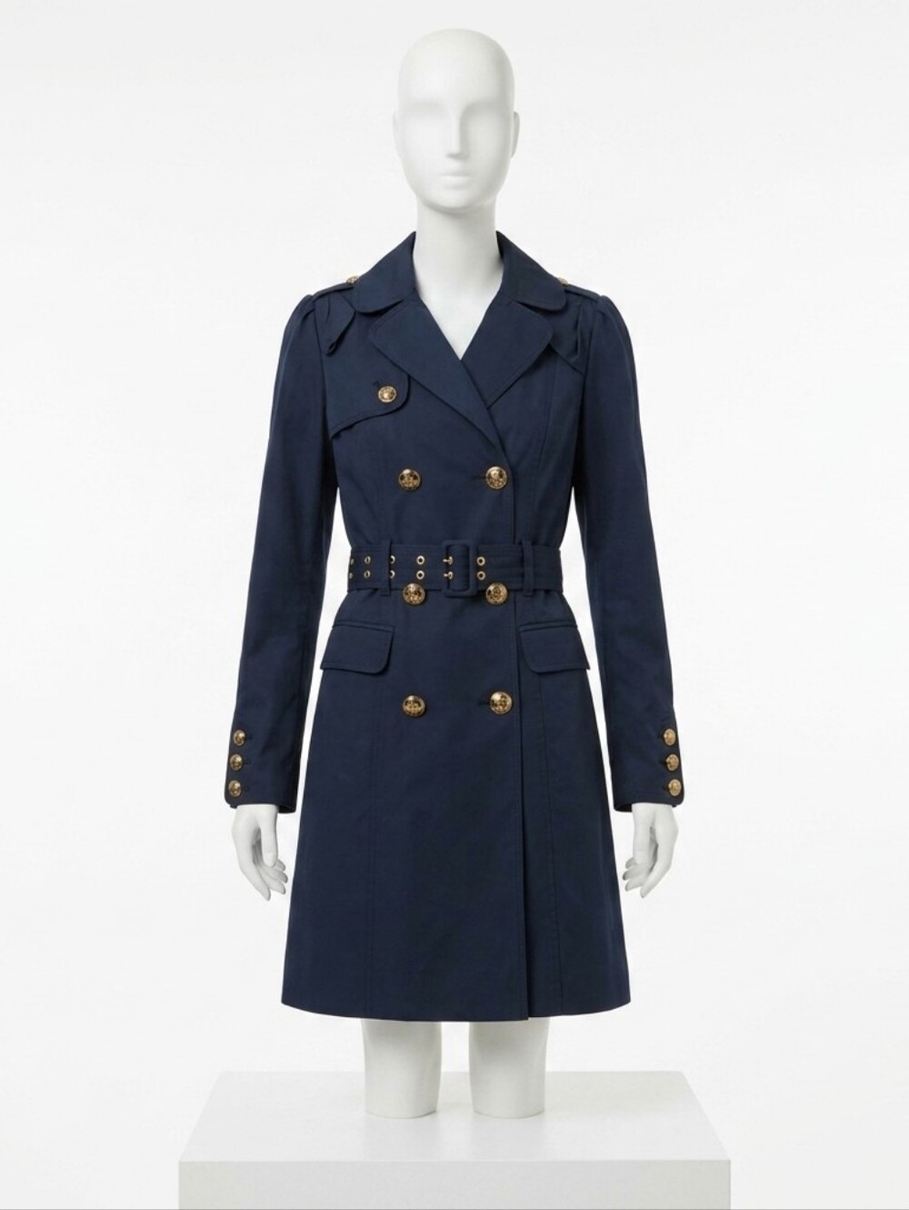 Vintage Juicy Couture Double Breasted Trench Coat Size PS Blue Pink Interior Y2K